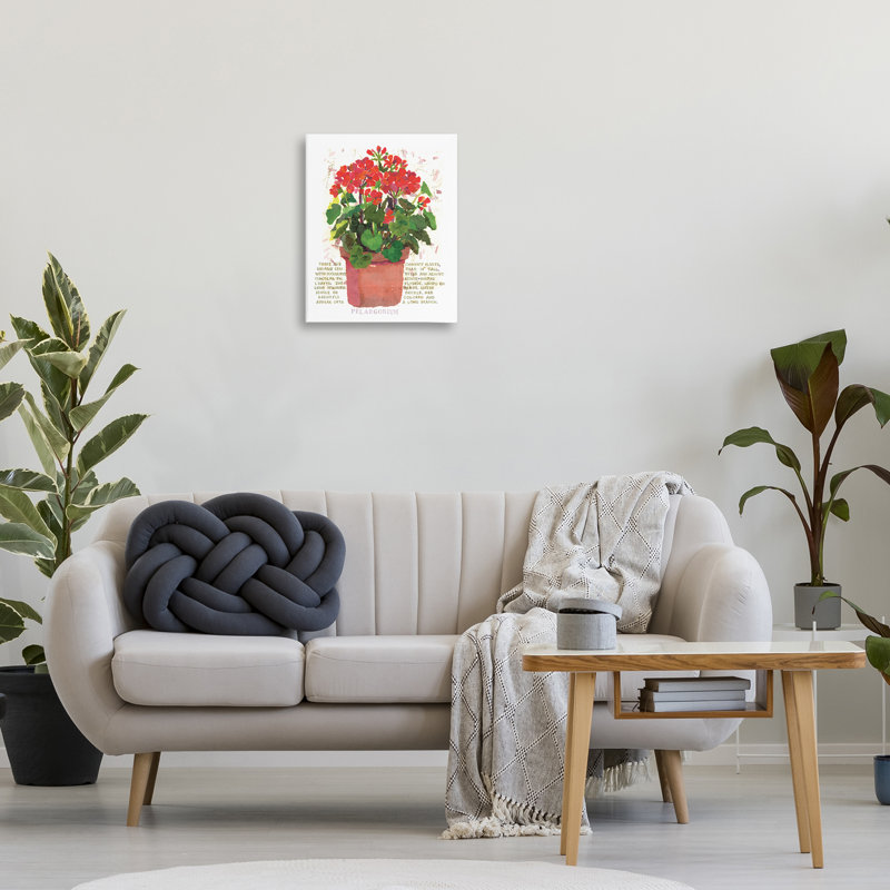 Art sur toile géranium rouge par Nancy Overton, H 20 po x l 16 po