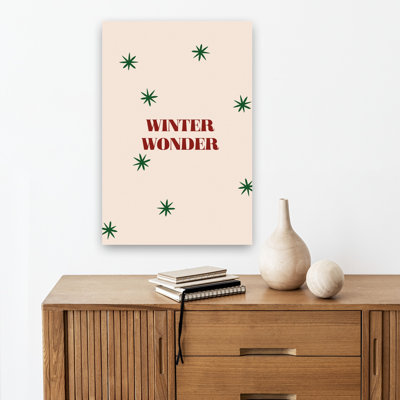 Festive Winter Wonder Minimalist Modern Abstract Winter Landscape Wall Art Print by Treechild - Wrapped Canvas Print