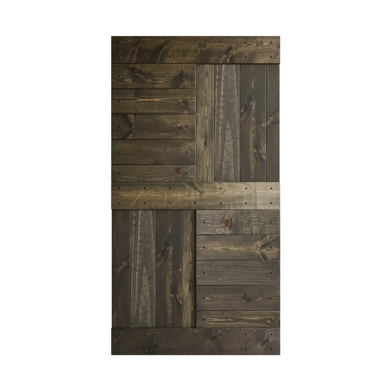 Porte de grange en bois lambrissé sans trousse de quincaillerie d’installation, Gris carbone, 42 po x 84 po