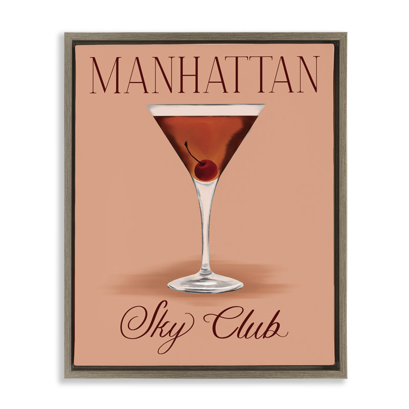  Manhattan Sky Club Drink Canvas Wall Art by Hey Bre! Creative Studio, Cadre flottant orme Montalcino, H 21 po x l 17 po