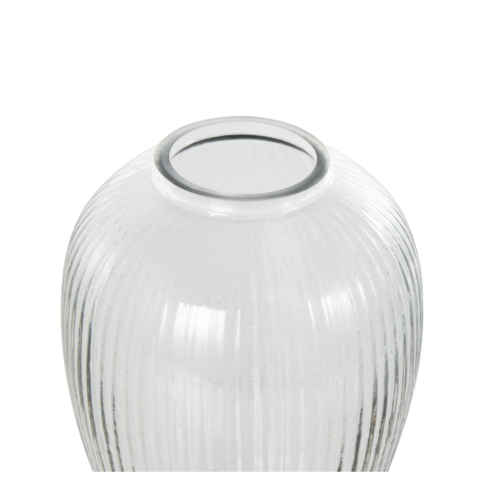 Perry Glass Short Round Ribbed Vase, 9.45" H x 6.4" W x 6.4" D