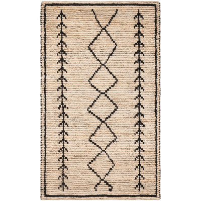 Tapis tissé à la main Wilmore en ivoire / noir Wilmore