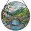 Panneau de vitrail 12 "H Mountain Stream-74134471
