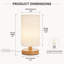 Lampe de table de 23 cm (9 pouces), abat-jour en tissu crème et pied en bois