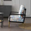 Fauteuil d'appoint floral, fauteuil en velours avec structure en bois massif, revêtement pour la lecture, balcon, salon et chambre à coucher, bleu