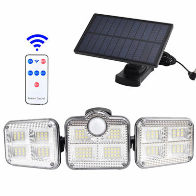 3 - Head LED Solar Powered Dusk to Dawn Outdoor Security Flood Light with Motion Sensor