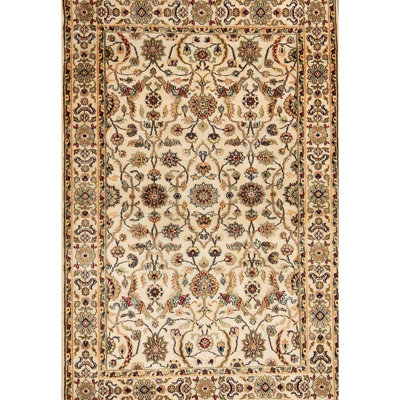 Hand-Knotted High-Quality Cream and Cream Area Rug