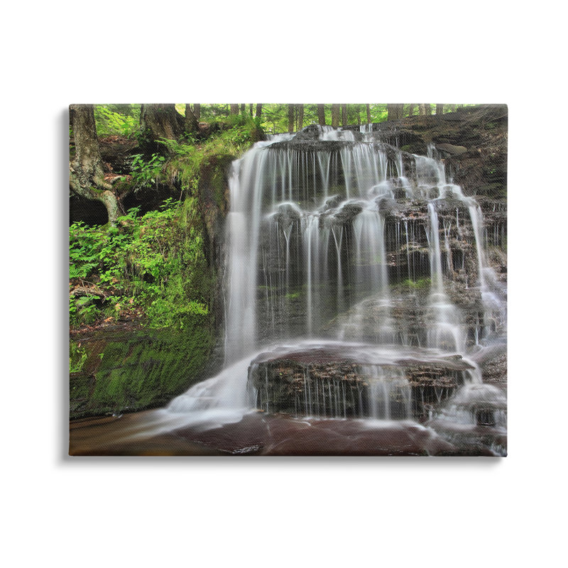 Au-805-Toile, cascade de forêt, ruisseau naturel sur toile par Patrick Zephyr, photographie, H 36 po x l 48 po x P 1,5 po
