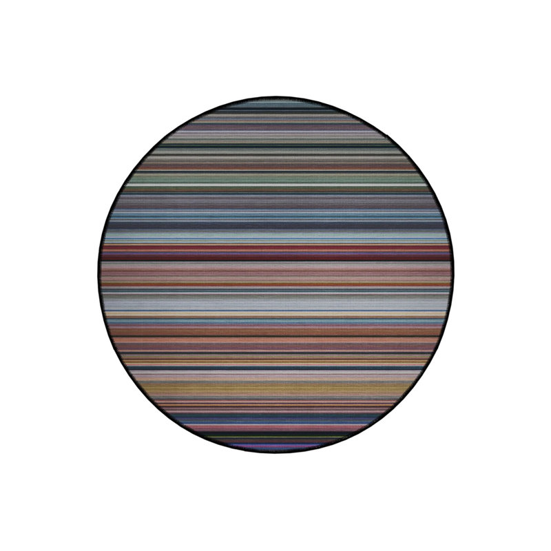 Multicolored Striped Woven Base Modern Decorative Carpet, Round 2'8"