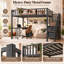 Lit mezzanine multifonctionnel en métal robuste Benedict avec bureau, escalier de rangement, tiroirs, lumière DEL et chargement USB, idéal pour les adolescents et peu encombrants.-1585472822-1585472821