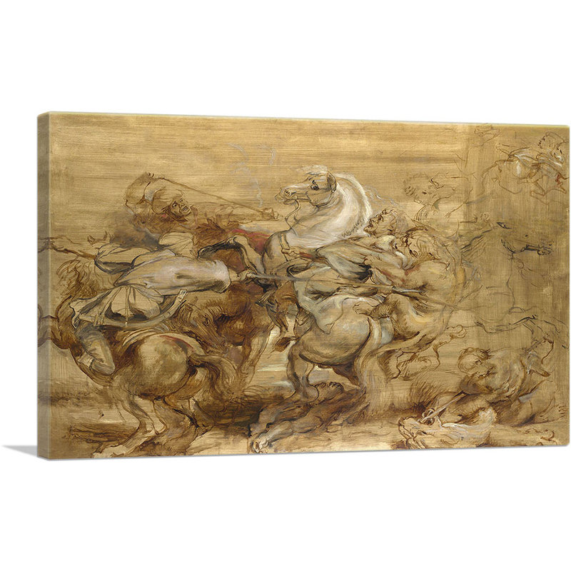«Sketch for the Lion Hunt 1615» par Peter Paul Rubens, reproduction d'art sur toile tendue, H 26 po x l 40 po x P 0,75 po