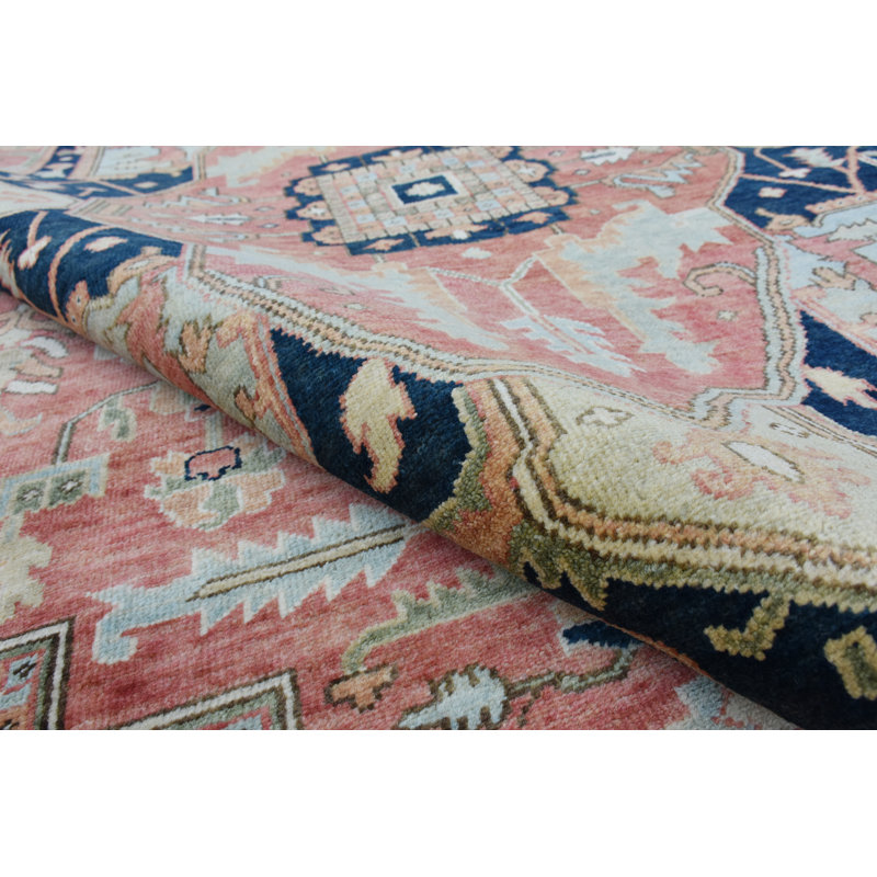 High-Quality Hand-Knotted Red Area Rug, Rectangle 10 pi x 14 pi