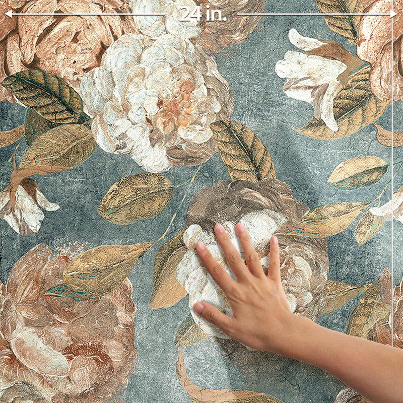 Parete Fiori 24" x 47" Porcelain Natural / Floral Wall & Floor Tile, Green