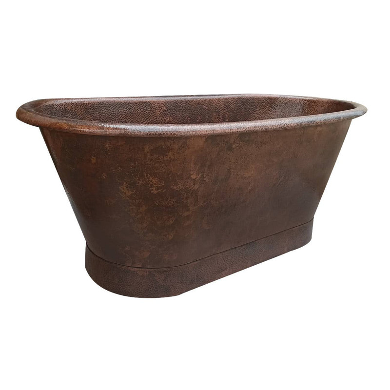 Baignoire de trempage autoportante en cuivre 75 po L x 20 po