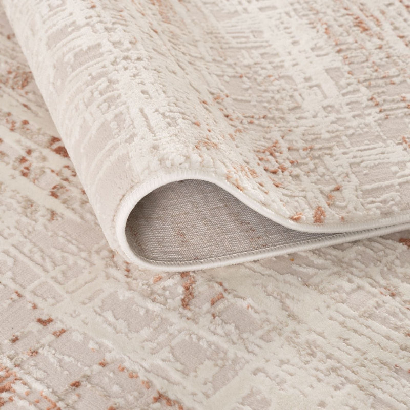 Carmel Modern Abstract Cream/Orange Area Rug, Rectangle 80 x 150 cm