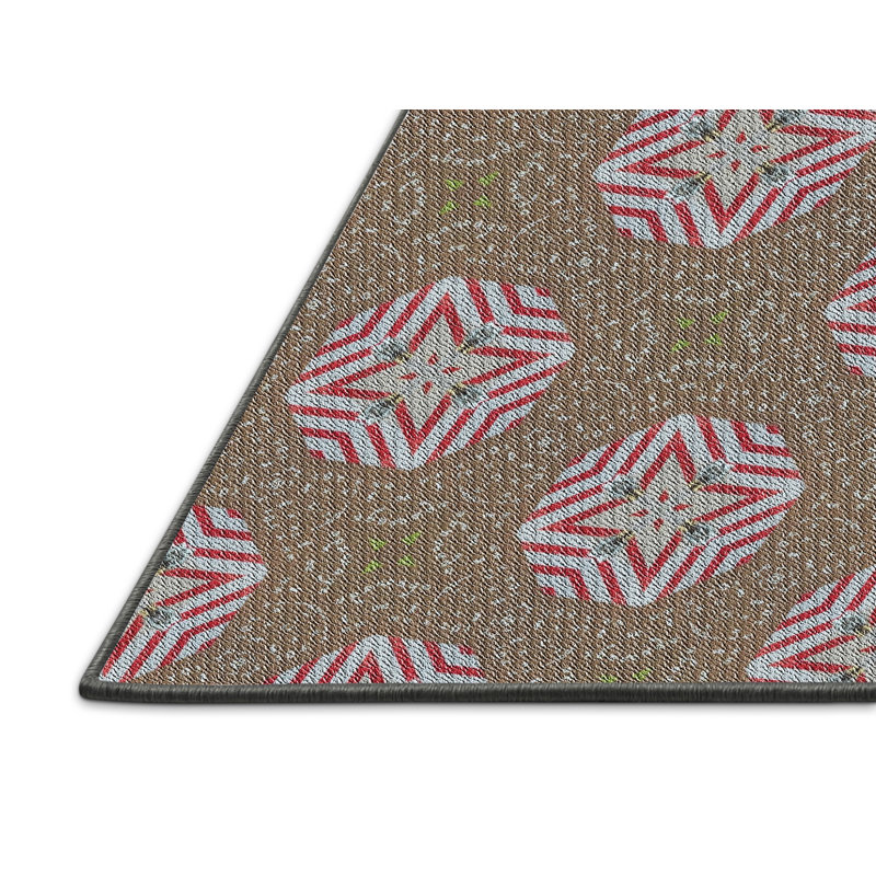 Tapis brun / rose Power Loom, Rectangle 6 pi x 9 pi