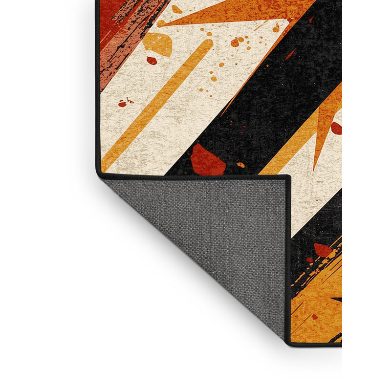 Tapis doux et moelleux Eberhard Bold & Eclectic Modern Starburst en brun - reliure noire, Carré 6 pi