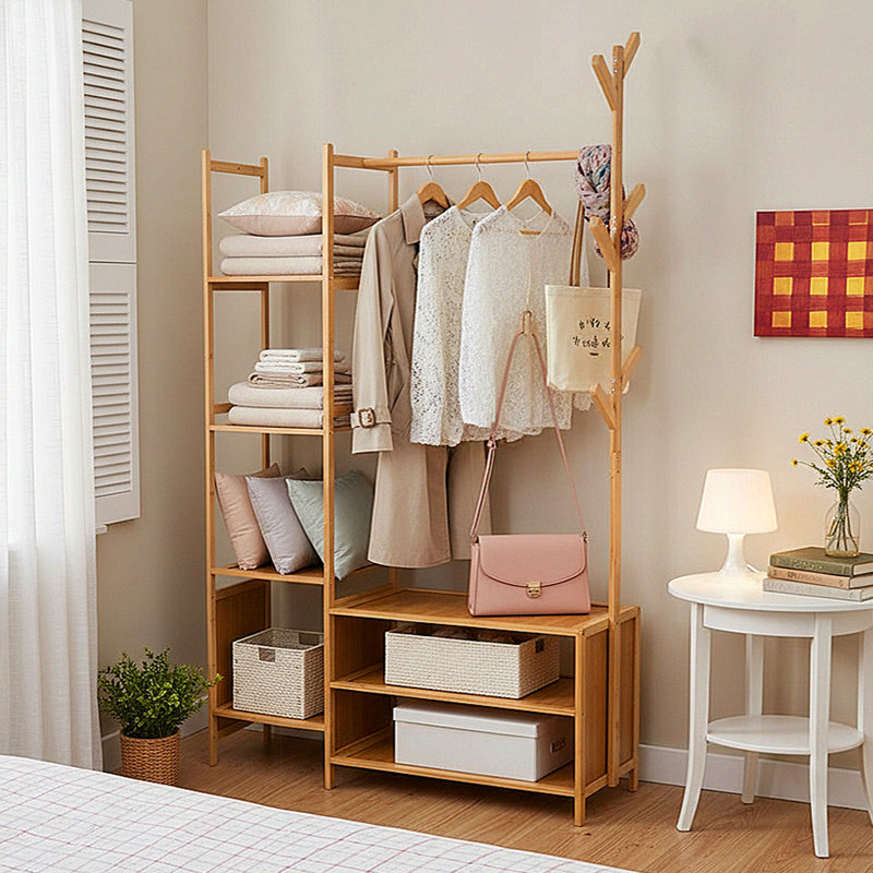 100cm Clothing Rack, Natural Wood