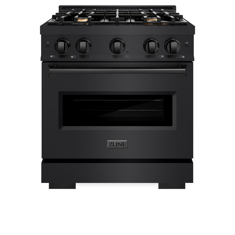 ZLINE Autograph Edition 30 in. 4.2 cu. ft. Classic Dual Fuel Range with 4 Burner Gas Cooktop and Electric Convection Oven in Satin Stainless Steel with Accents