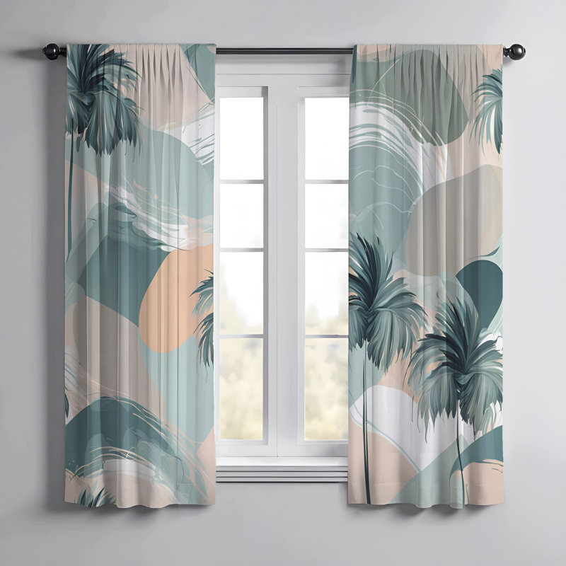 Paire de rideaux semi-transparents en polyester Dorylee, L 40 po x L 82 po