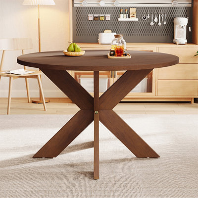 Round Dining Table Modern Farmhouse Kitchen Table, Cherry