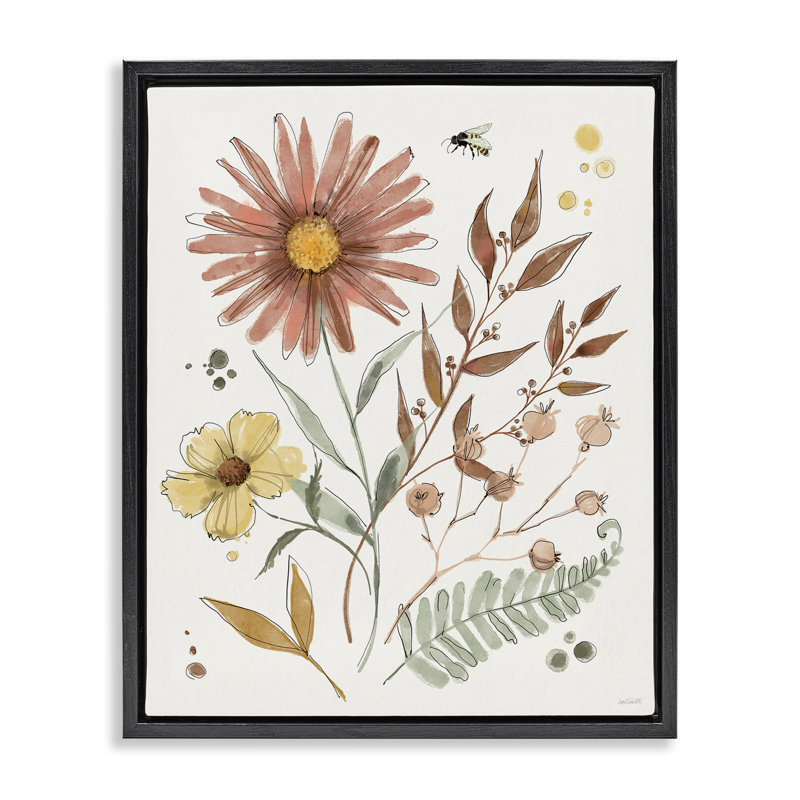 Art mural encadré, "Wildflowers in Full Bloom", par Anne Tavoletti, H 31 po x l 25 po, Cadre flottant noir de jais