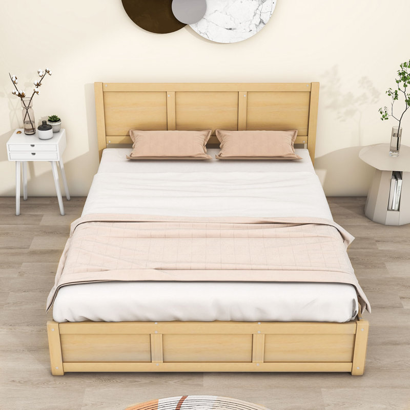Satbir Wood Platform Bed with 2 Drawers and Headboard, Queen