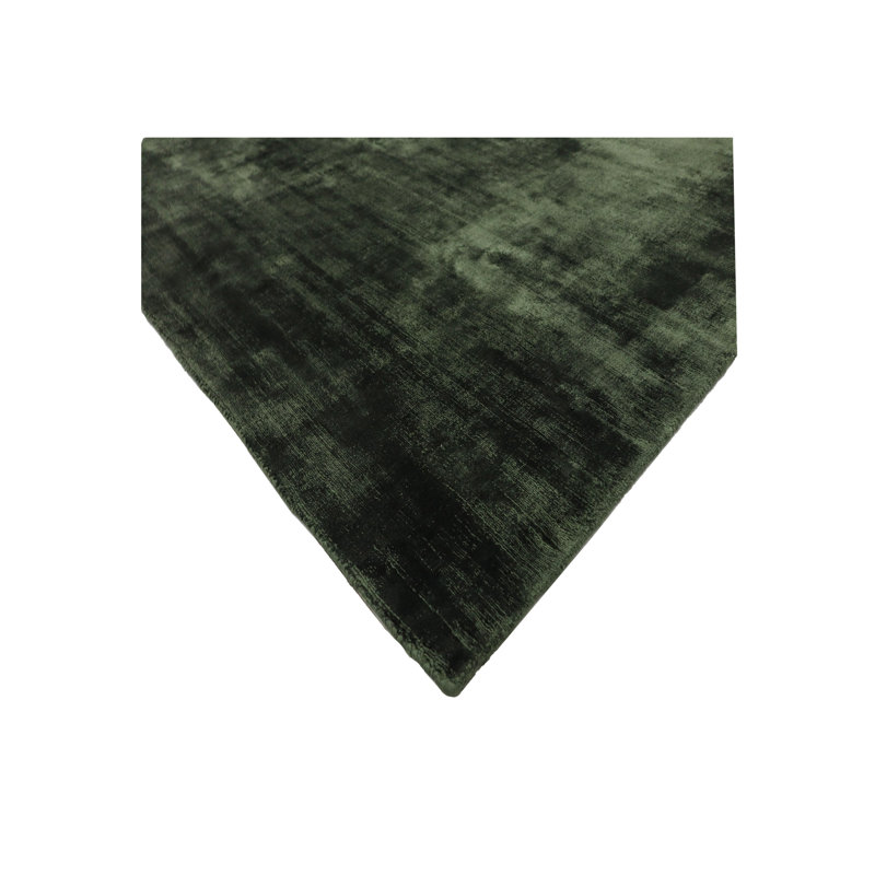 Tapis vert mousse en soie tissé à la main Lux, Rectangle de 10 pi x 14 pi