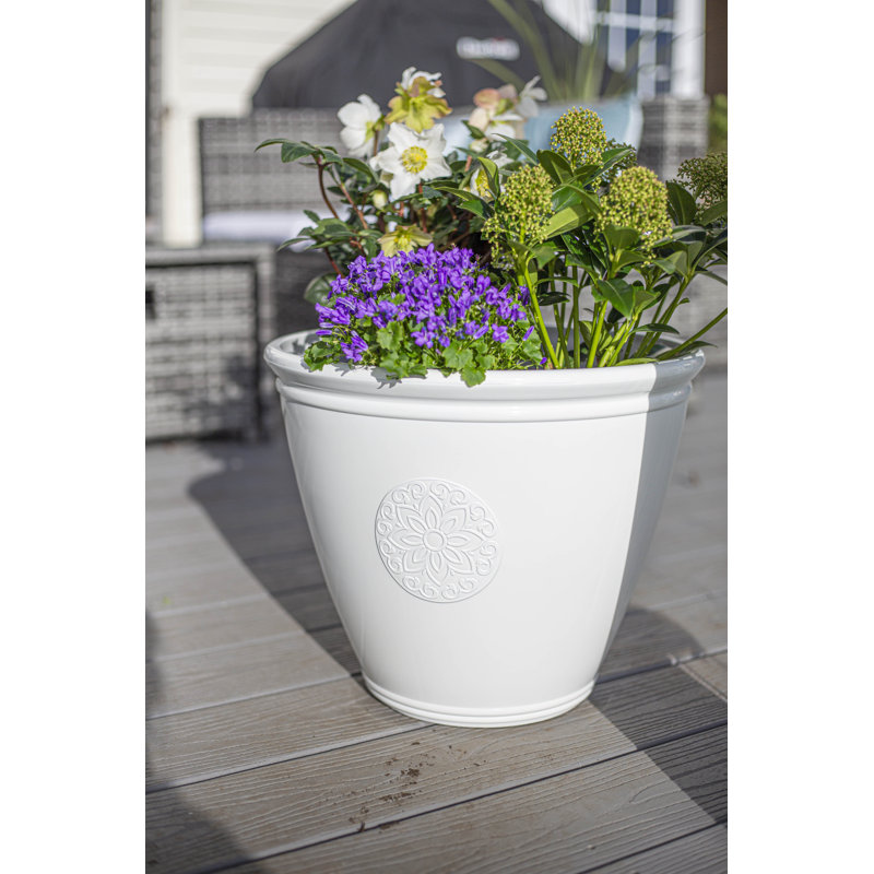 Eden Emblem Plant Pot - Plastic, 30cm H x 40cm W x 40cm D, White