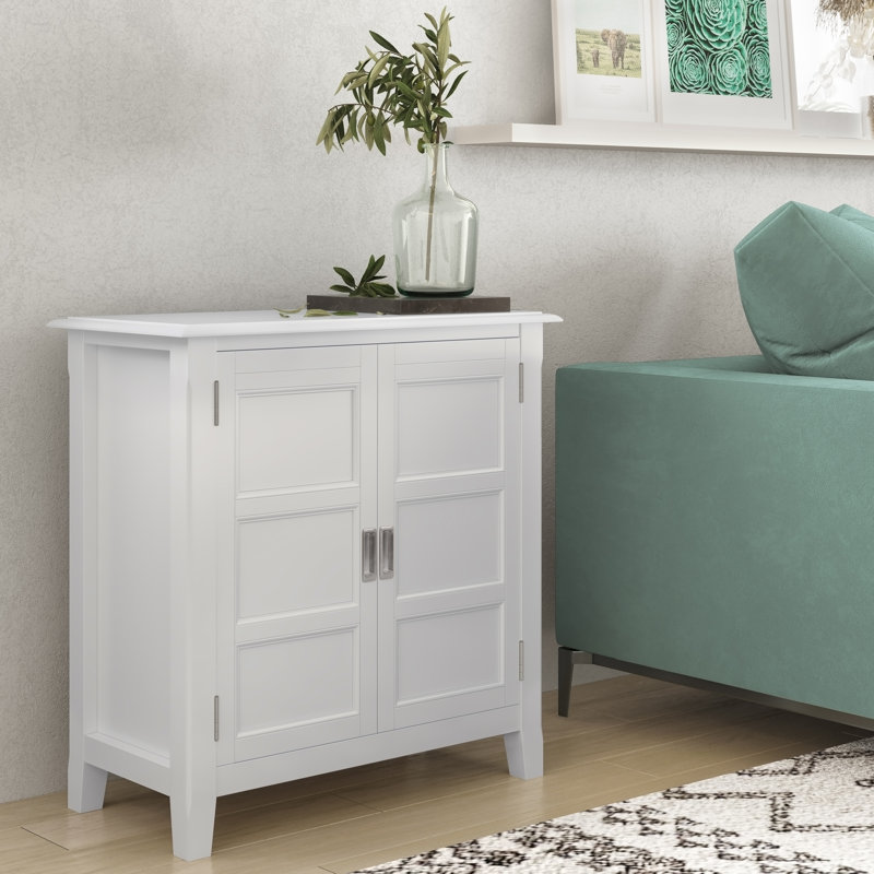 Burlington 30"W Solid Wood Transitional Low Storage Cabinet with Adjustable Shelves, White