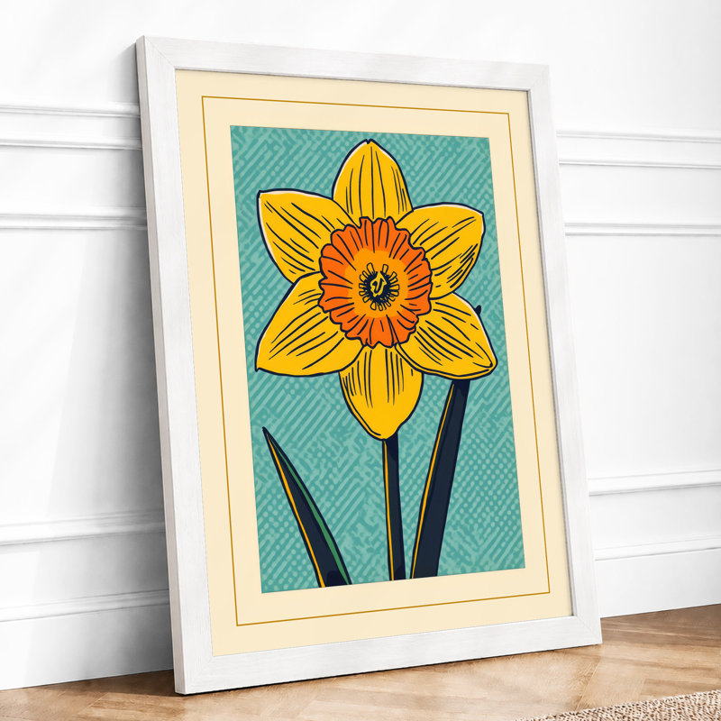 Daffodil Study Botanical - Framed Print, A3 - 42.0 x 29.7 cm, White