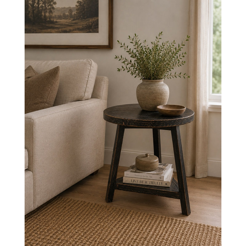 25.5'' W Solid Wood Console Table, Black