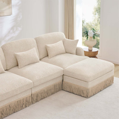 69" Comfy Chenille Leopard Print Loveseat Sofa - Modern Modular Sectional Couch with Tassel Trim, Deep Seat Design, Ergonomic Back Support, Easy Assembly