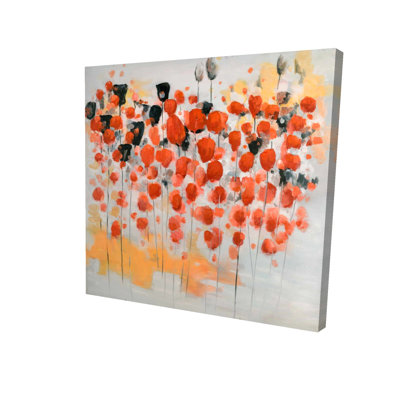 Toile abstraite à pois rouges sur le terrain | Décoration intérieure