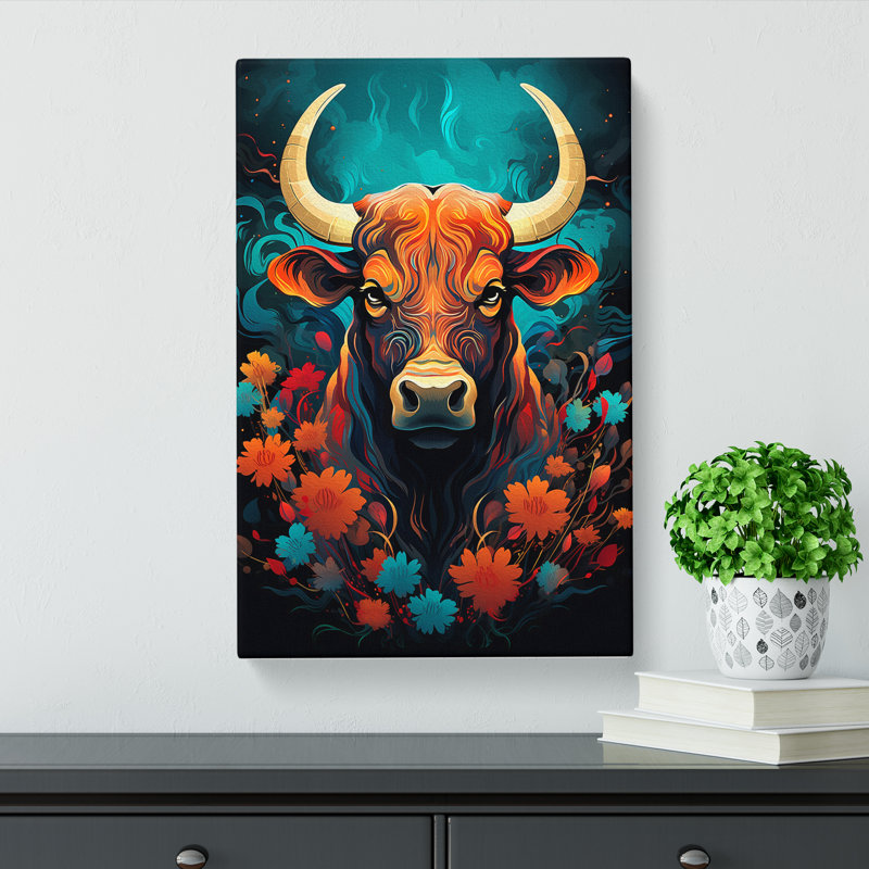 Taurus Zodiac Colour Field - No Frame Art Prints - Wrapped Canvas, 60cm H x 40cm W x 3cm D