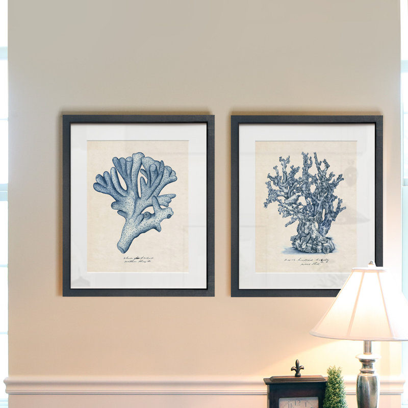 «Sea Coral Study I», ensemble de 2 reproductions d'art sur papier encadrées