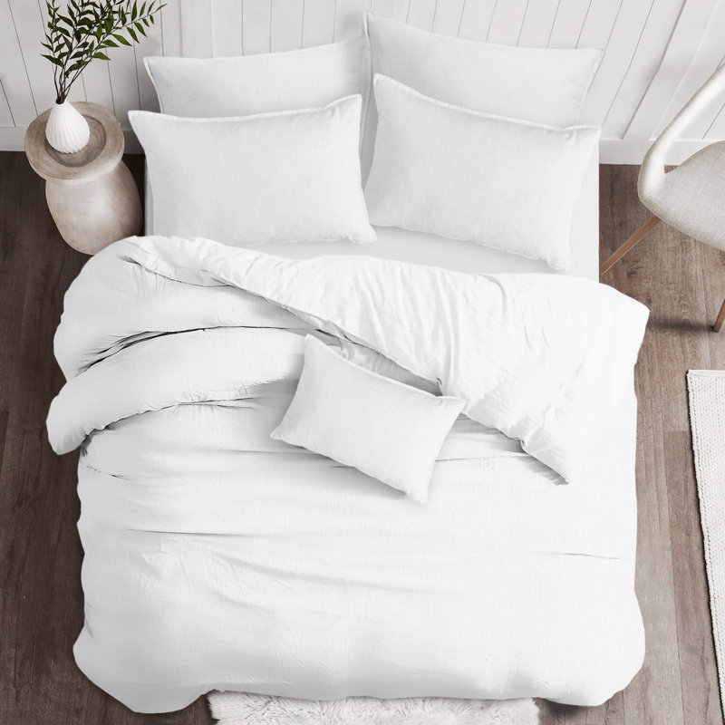 Ensemble de couvre-lit / microfibre Phoenix, Couvre-lit double + 2 taies décoratives standard, Blanc