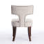 Ensemble de chaises de salle à manger de style Mid-Century moderne, ensemble de 2 chaises d'appoint rembourrées en tissu de lin ferme avec dossier en cuivre, chaises de cuisine avec structure en bois franc-1406849369
