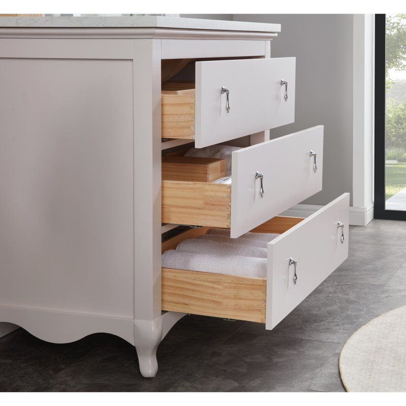 36" Cadet Finish Solid Wood Sink Vanity  With 1' Artificial Stone Top, Dreamy White
