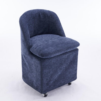 Set of 2 Chenille Fabric Dining Chairs With Universal Wheels by Latitude Run