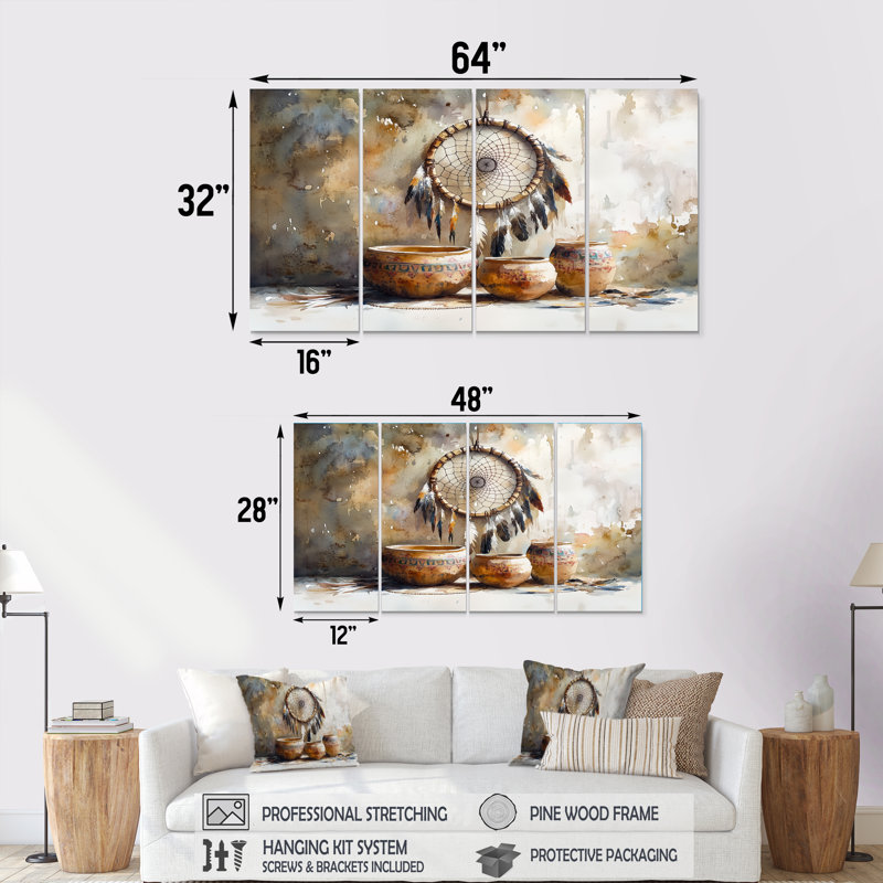 Ensemble de décorations murales poterie brune et grise, H 28 po x l 48 po