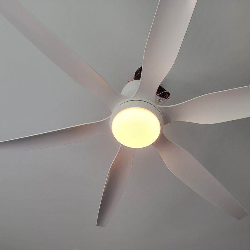 Leibman 6-Blades 66" Ceiling Fan with Remote Control and LED Light, White