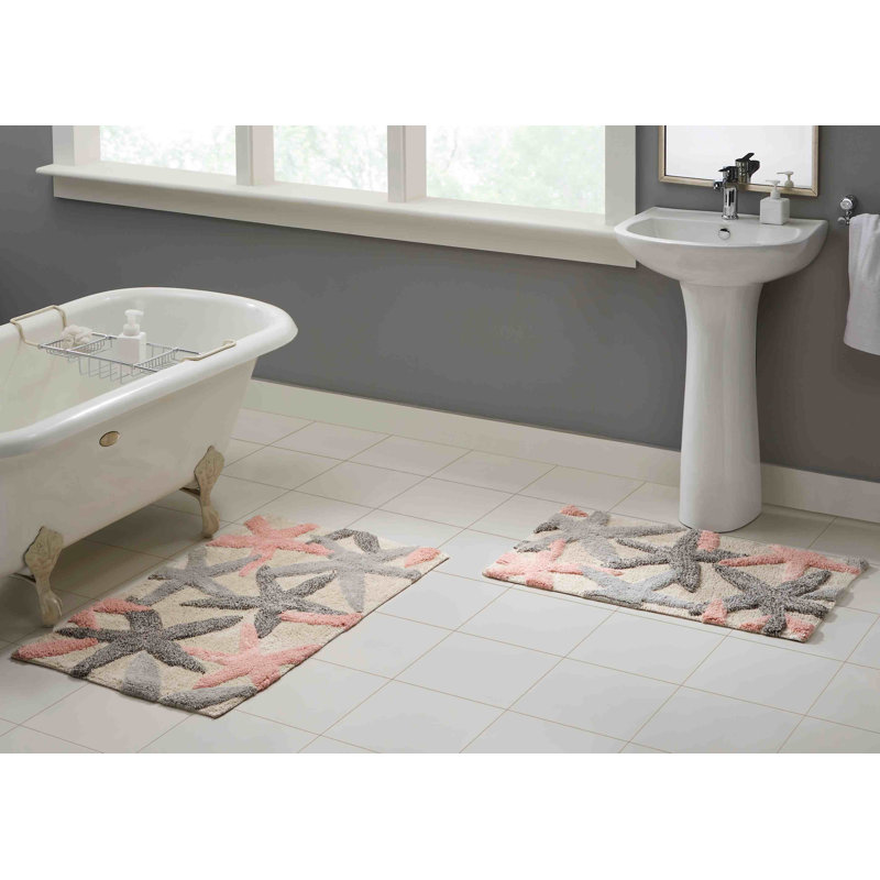 Sunbriar Cotton Blend Bath Rug, Gray
