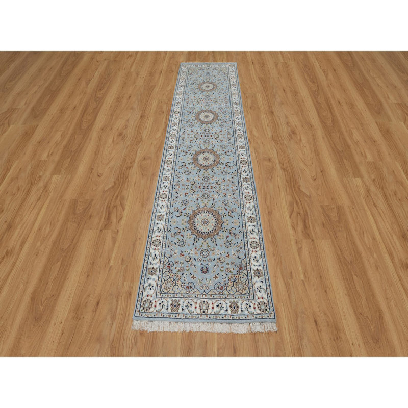 Tapis de couloir Nain noué à la main 2 pi 8 po x 10 pi 1 po Beau Blue 250 KPSI DD1E5CBFED054653A9F9E962B80F1E9B