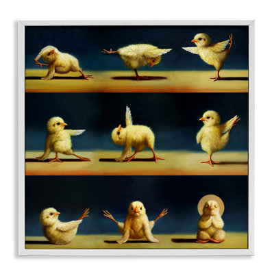 Yoga Chicks Stretching Farm Animals Funny Exercise Painting