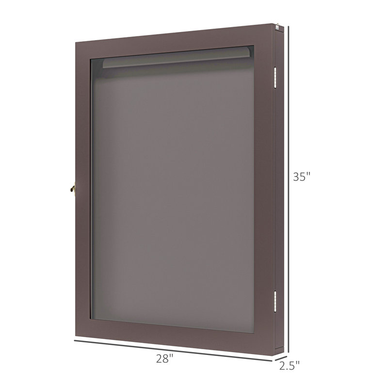 HomCom 2.5'' D Plastic/Acrylic Jersey Case, Brown, 35" H x 28" W x 2.5" D