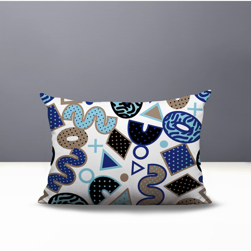 Coussin lombaire intérieur / extérieur Trixel, Rectangle H 18 po x l 25 po, Bleu marine