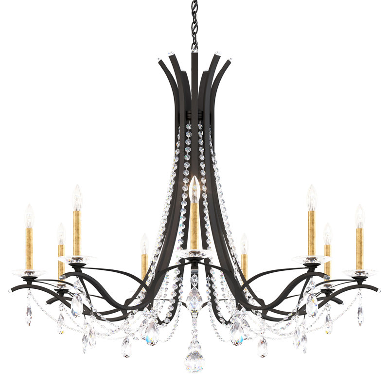 Vesca 9 Light 45in x 38in Chandelier in Etruscan Gold with Clear Heritage Handcut Crystals, Chinese (K9), Heirloom Gold