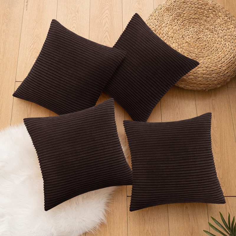 Striped Square Euro Cushion Cover, Coffee