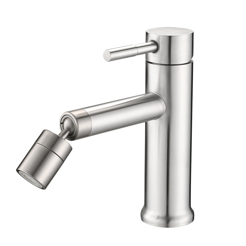 Robinet à 2 modes pour lavabo de salle de bain, nickel brossé, aérateur rotatif à 360 °, acier inoxydable avec réglage de débit,